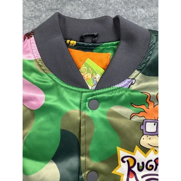 Nickelodeon Rugrats Jacket‎ Mens Large Camo Cartoon Bomber Quilted 90s Style New